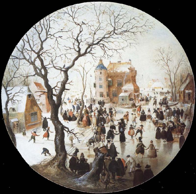 Hendrick Avercamp A Winter Scene with Skaters near a Castle oil painting picture